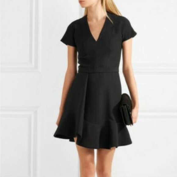 Carven Flutter Hem Dress in Black Crepe Size FR38 (US4) - Picture 1 of 12
